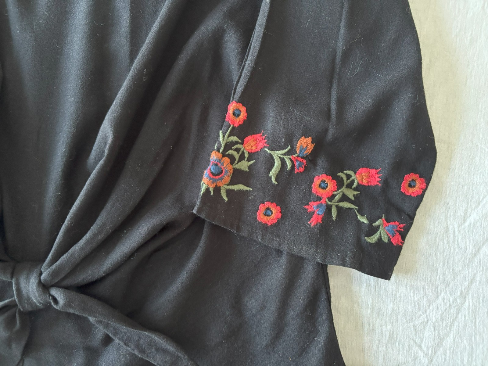 Zara Basic Collection Black w/Red Embroidery Wome… - image 7