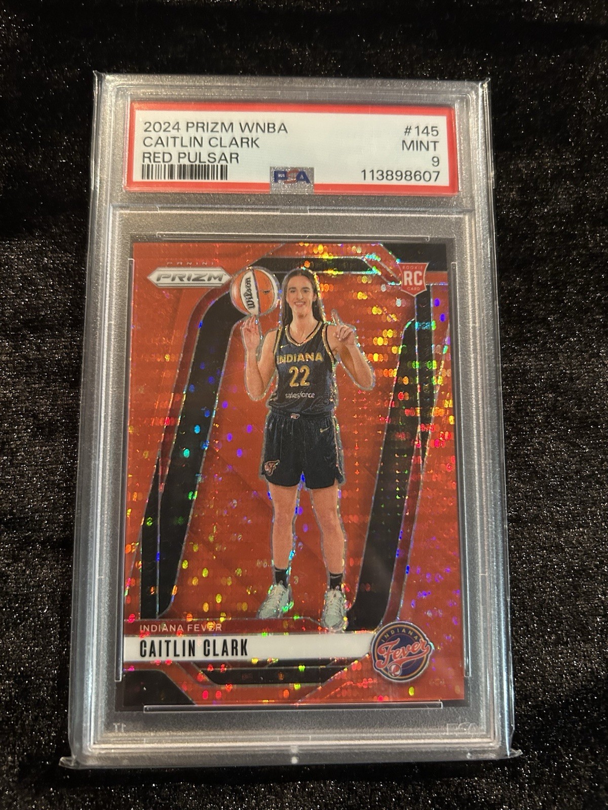 Caitlin Clark 2024 Prizm WNBA Rookie #145 Red Pulsar Prizm /299 PSA 9