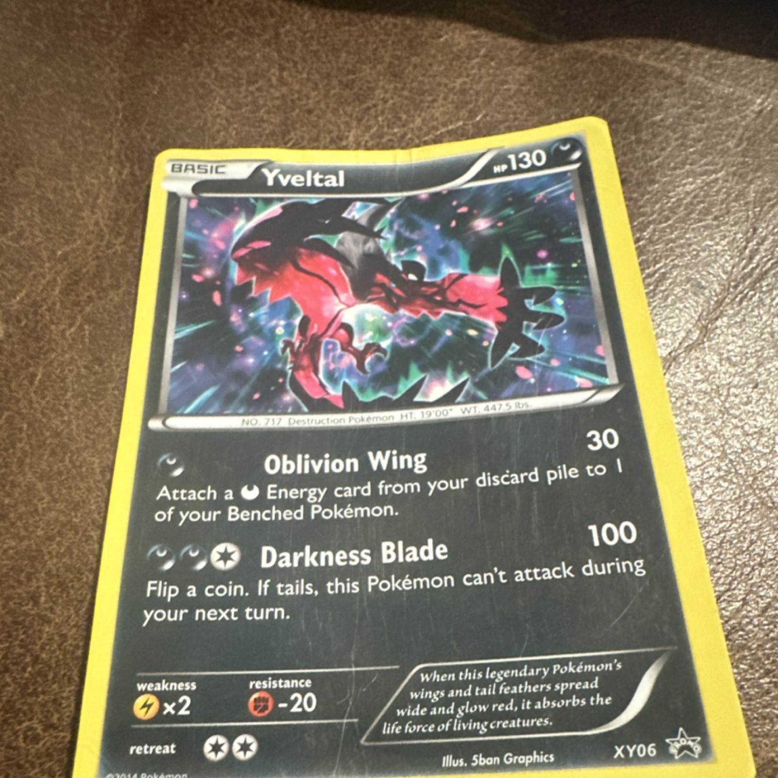 Pokémon Yveltal XY06 XY Promo Holo 130 HP Basic 2014 Card