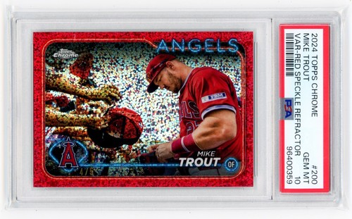 2024 Topps Chrome - Mike Trout - Red Speckle SP /5 - LA Angels - #200 - PSA 10