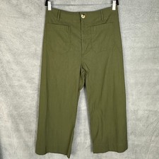 Maeve Anthropologie Pants Womens 32 Green Colette Wide Leg Crop Stretch Preppy