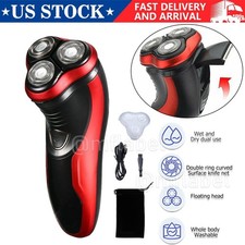 Cordless Men's Razor Rotary Waterproof Electric Shaver Pop-Up Trimmer Wet & Dry
