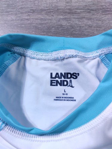 Lands End Shirt Boys Large 10-12 White Shark Rash Guard Swim Shirt Kids - Picture 3 of 7