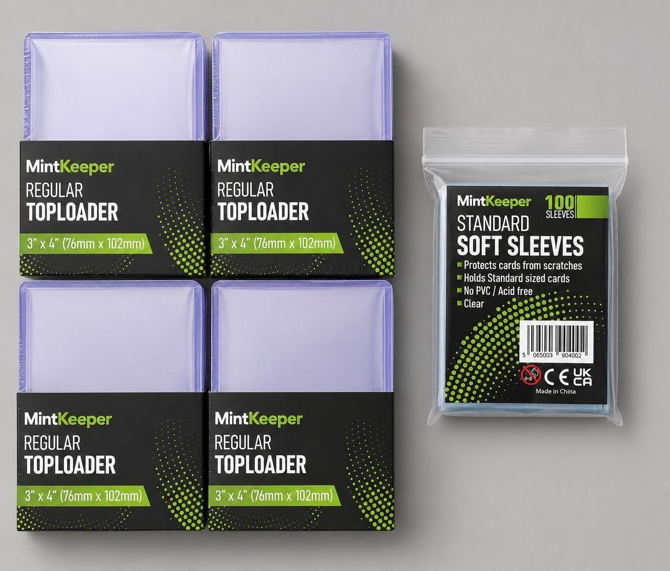 Mintkeeper 100 3x4 Clear Toploaders + 100 Penny Sleeves Trading Card Protectors