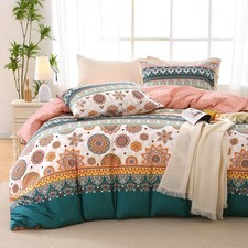 MUXHOMO Duvet Cover King Size, Reversible Floral Boho Flower Duvet Cover Set ...