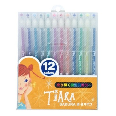 Sakura Ballsign Tiara 12 Color Gemstone Gel Ink Ballpoint Pen Set