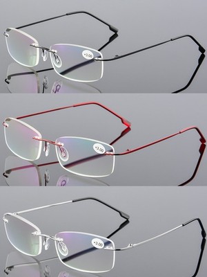 Rimless Reading Glasses Reader Flexible Titanium Metal Eyewear Eyeglass +1.0～4.0