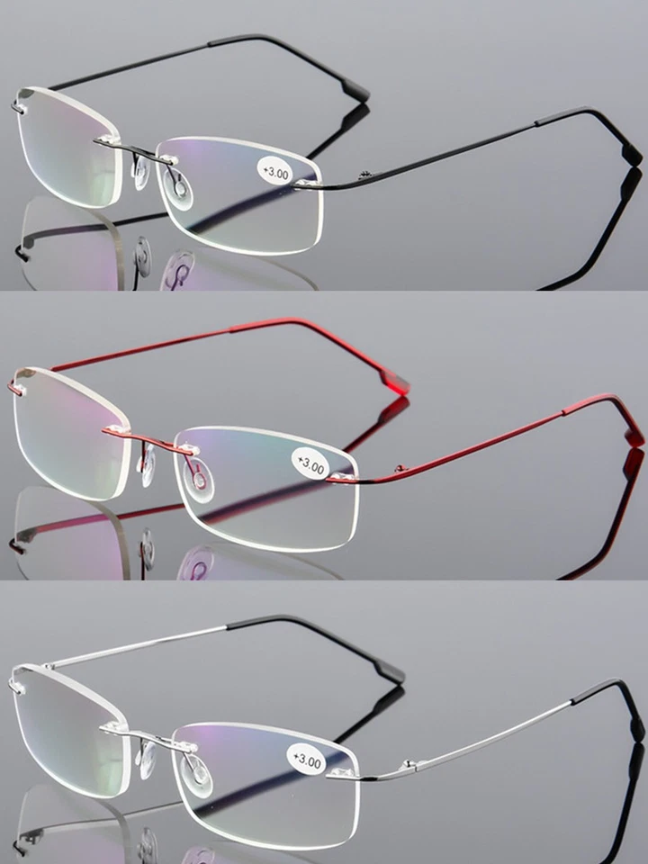 Lector de gafas de lectura sin montura gafas flexibles de titanio +1,0 1,5 2,0 2,5 3 4,0 Foto 4 de 4