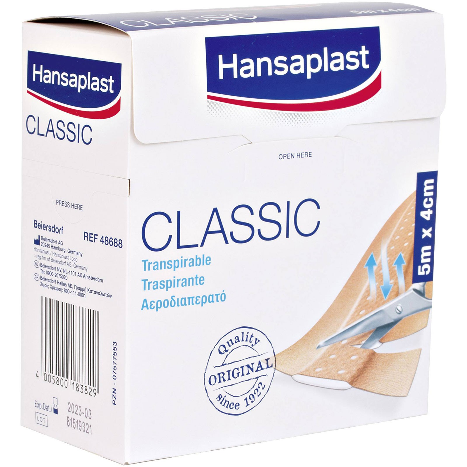 Hansaplast Classic Adhesive Strip 5m x 4cm 1piece Durable Grip