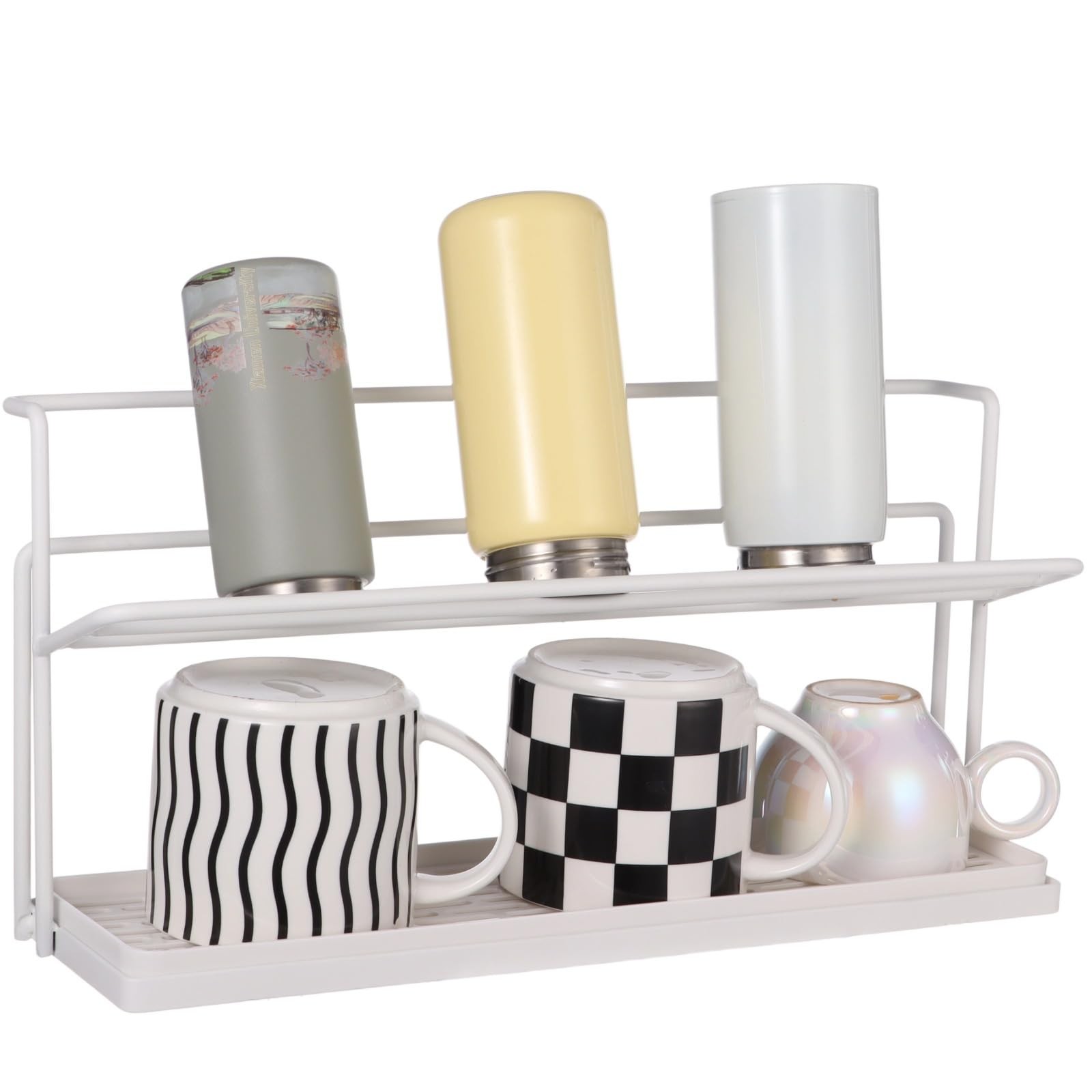 2Tier Vertical Water Bottle Drying Rack Space Saving Drain T