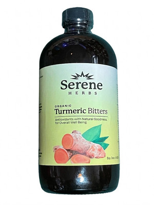 Serene Herbs Organic Turmeric Bitters Ginger Cayenne Herbal Tonic 16oz