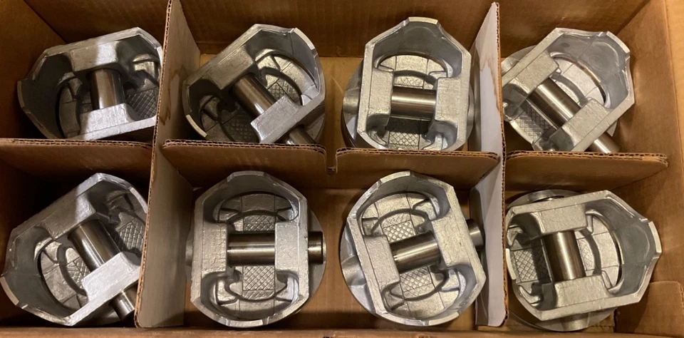 🔥 NEW FEDERAL MOGUL STERLING 423NP PISTON SET W/ WRIST PINS / 350 CHEVY .030 - Image 3 of 4