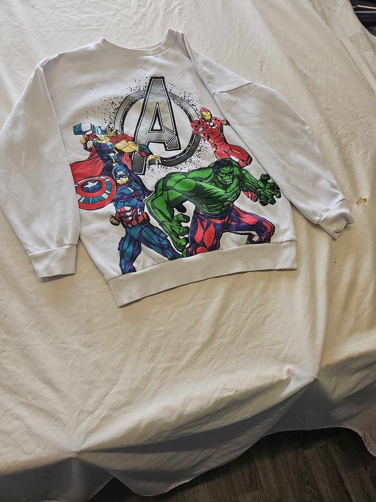 Marvel Avengers White Graphic Sweatshirt Kids S811 image 3