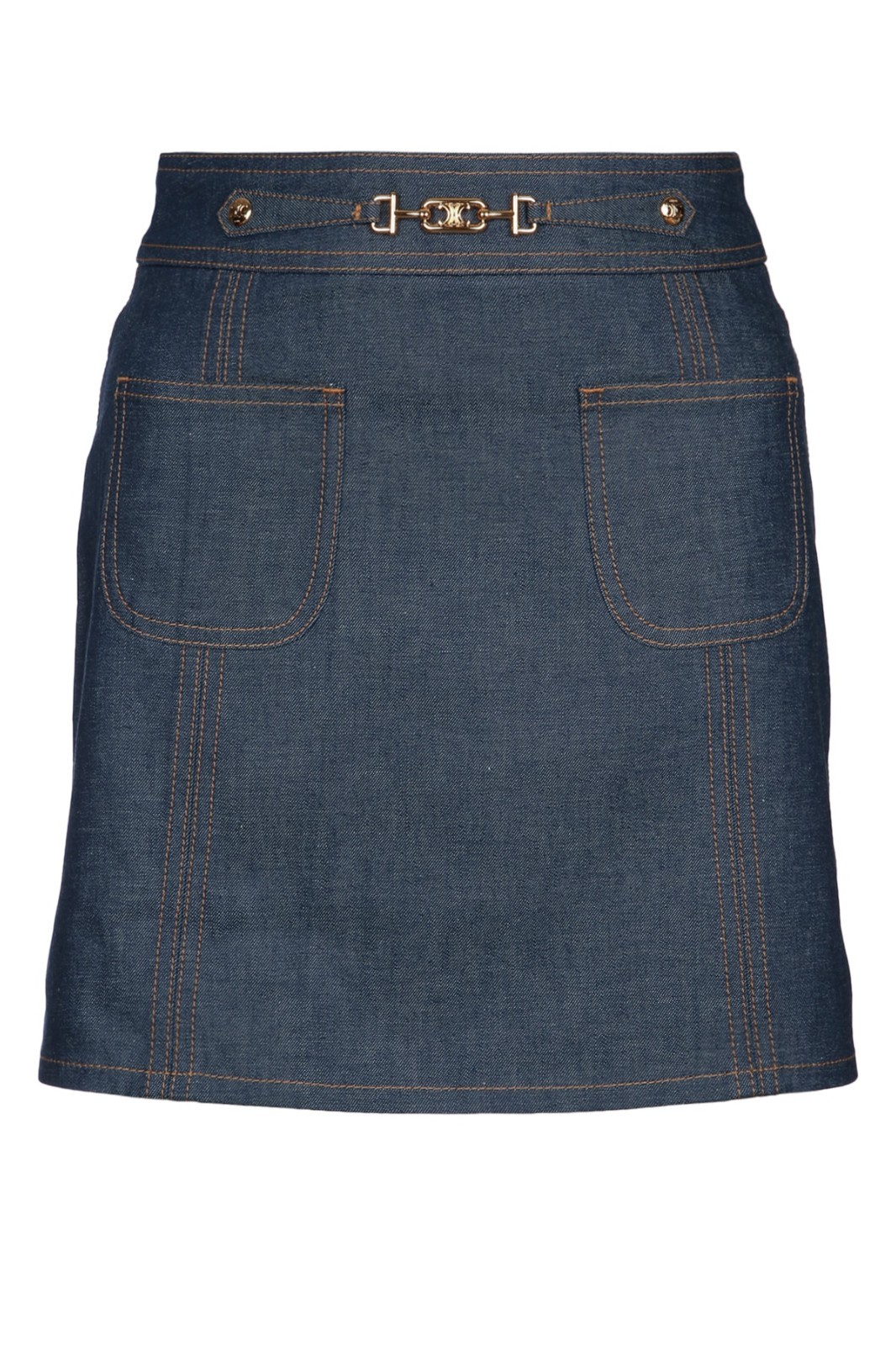 CELINE Trapeze Raw Wash Denim Mini Skirt New & Authentic