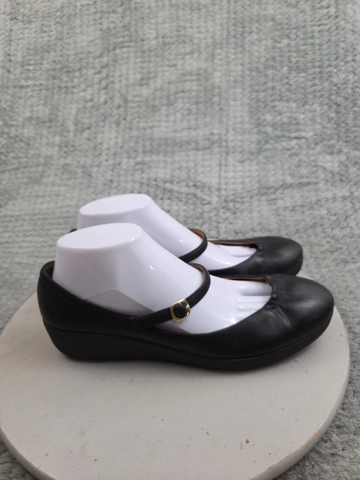 Zapatos Fitflop Mary Jane para mujer talla 41 EU 10,5 EE. UU. correa de hebilla de cuero negro Foto 4 de 4