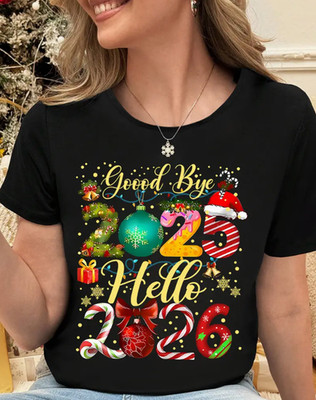Women's Tee - Goodbye 2025 Hello 2026 Christmas & New Year's Eve Party T-Shirt