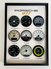 Porsche 911 Evolution Gauge Display Frame A4 Wall Art Car Enthusiast Gift Decor