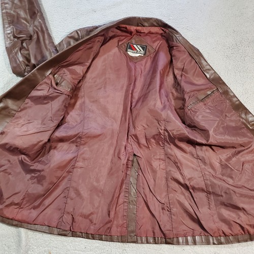 Chess King Leather Jacket Mens 44 Brown Button Up Blazer Lined Coat 70s 80s - Picture 12 of 20