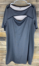 Avenue Women's Plus Sz 22/24 Gray/Black Short Sleeve Dress With Front Cutout