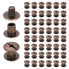 50 Set Phillips Chicago Screw M4 x 6mm Metal Binding Post Screw Red Copper