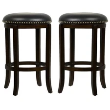 Home Square Cordova 24" Swivel Bar Stool in Cappuccino - Set of 2