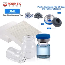 100PCS 3ml Glass Vials Headspace Vials Lab Vial+Caps 20mm Crimp Top Sample Vials