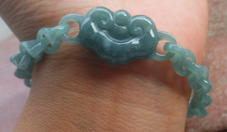 Video Certified Green A JADE Jadeite Beads Bangle dragons bone Bracelet 206652 Foto 3 de 4