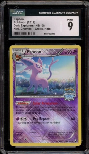 Pokemon Espeon National Championships Crosshatch Reverse Holo Rare #48 CGC 9