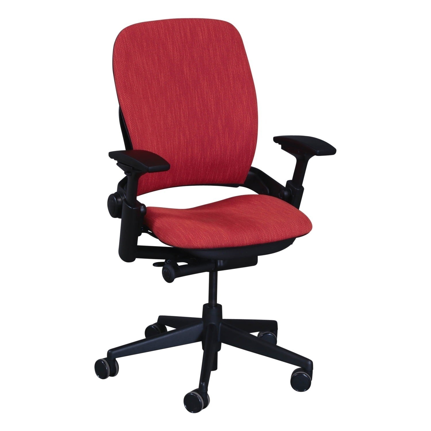 Steelcase Leap V2 Office Chair Orange Fabric Black Frame Adjustable Ergonomic