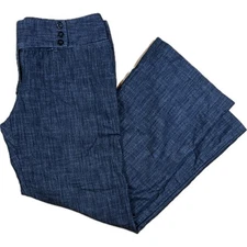 AGB Cross-Hatch Capri Pants Wide Leg Gray Stretchy Cotton Blend Lined Womens 14