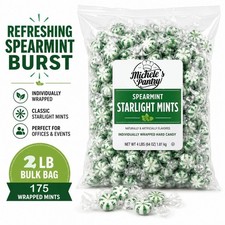 Spearmint Starlight Mints Hard candy bulk wrapped candy 2 Lbs. Menta