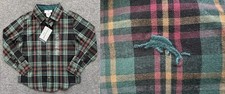 Tommy Bahama Boys Shirt S 5-6 NWT Plaid Green Burgundy Gold Long Sleeve 14