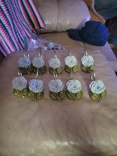10 blue rose shower curtain hooks