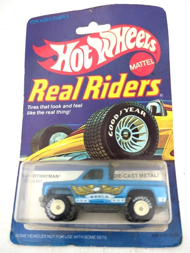 Vintage 1982 Hot Wheels Real Riders Bywayman Blue White Hubs New Unopened "Error