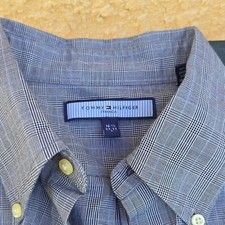 Tommy Hilfiger Ithaca Men's Blue Gray Plaid Dress Shirt 16.5 32/33 Long Sleeve