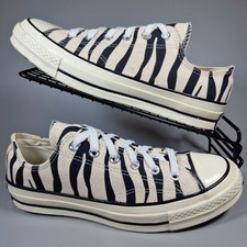 Converse Chuck 70 Low Top Trainers Womens UK 7.5 Egret Black Zebra Animal Print