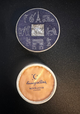 Vintage 1950er Bourjois Abend in Paris Puder Pfirsich Kriegszeit Soir de Paris