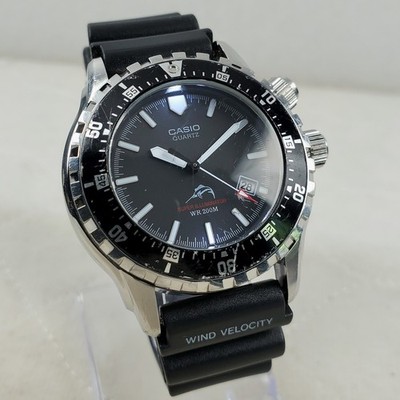CASIO MARLIN SUPER ILLUMINATOR MDV-102 DIVER WR 200M BLACK MEN'S WATCH 