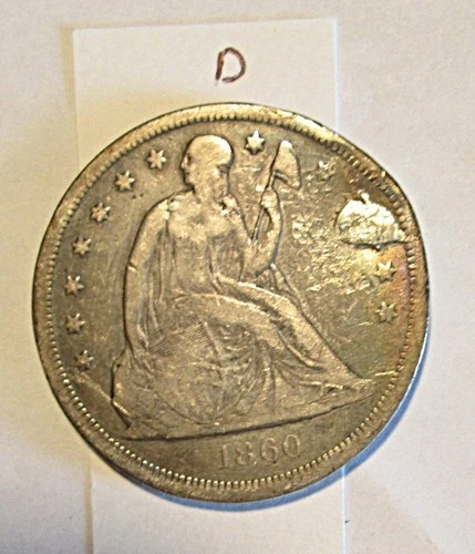 1860-O United States Seated Liberty Silver Dollar $1 plug. #D