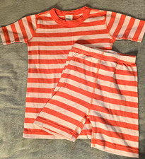 Hanna Andersson 2pc Pajama Set Short Sleeve Striped Orange/White Organic 10