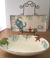 Papart  Serving Dishes Crab Starfish 14” Platter Oval Serving Bowl 13  3/4in L