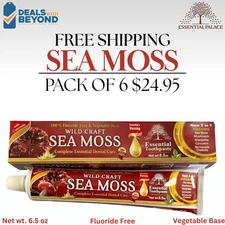 6 Pack Wild-Craft Sea Moss Toothpaste By Essential Palace 5 in 1, Vegetable Base