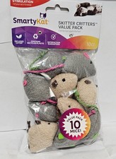 SmartyKat Soft Plush Catnip Mice, 10 Count Skitter Critters Cat Toys Value Pack