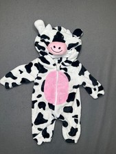 Unisex Kids Animal Costume Flannel Hooded Romper Cow Jumpsuit 70/59 3-6months
