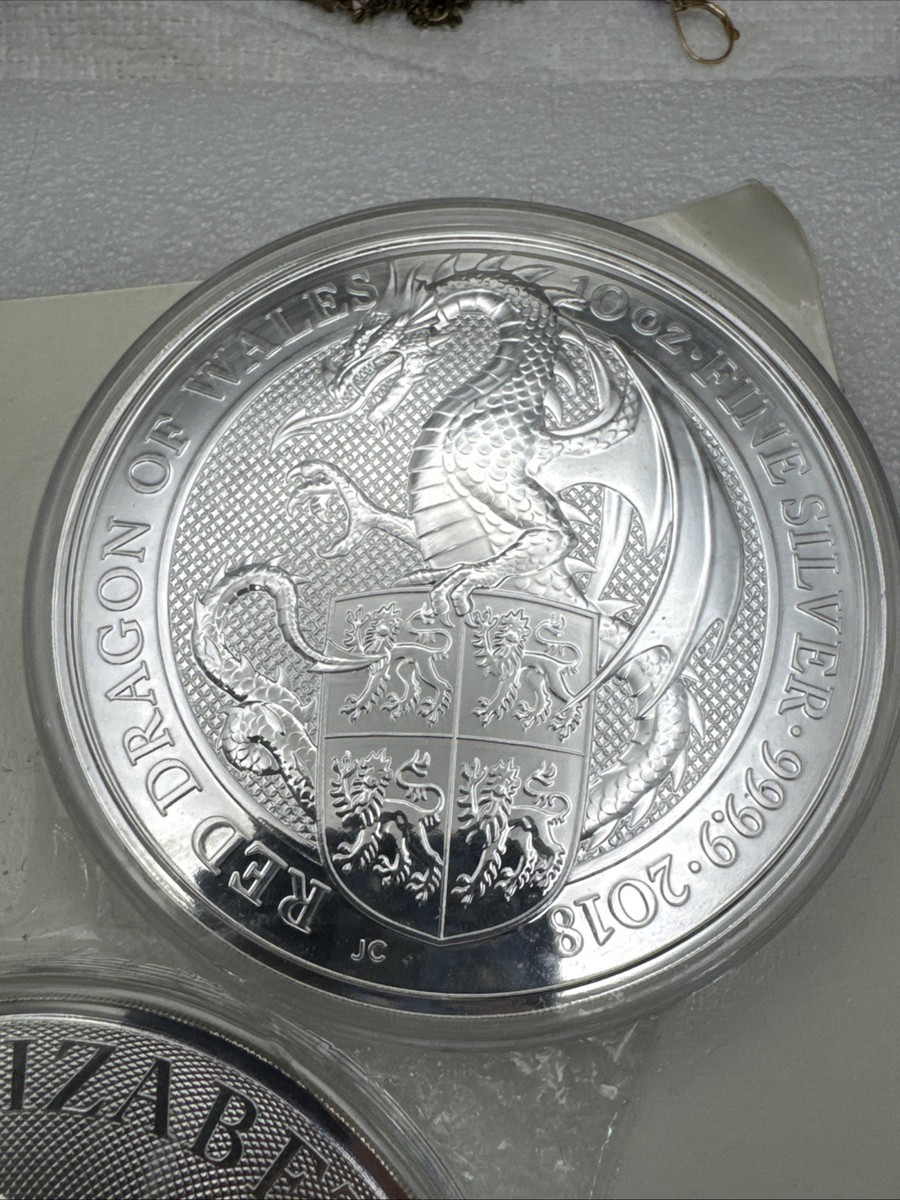 2018 レッドドラゴン NGC PF70UC 銀貨 クイーンズビースト 2018 Queens Beast Red Dragon of Wales - 10 oz .9999 Silver In