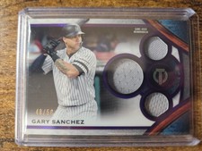 2021 Topps Tribute Gary Sanchez Certified Triple Jersey Relic Purple /50 #TTR-GS