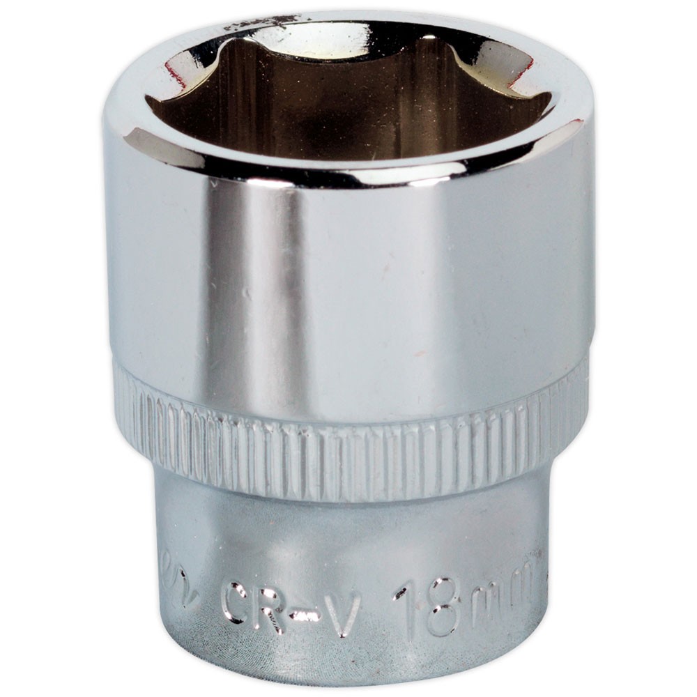 Sealey Walldrive® Socket 18mm 3/8sq Drive Fully Polished
