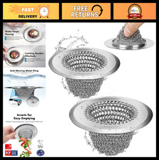 2 Pack Stainless Steel Sink Drain Strainer, Reversible Chain Mail Mesh, Anti-Sli
