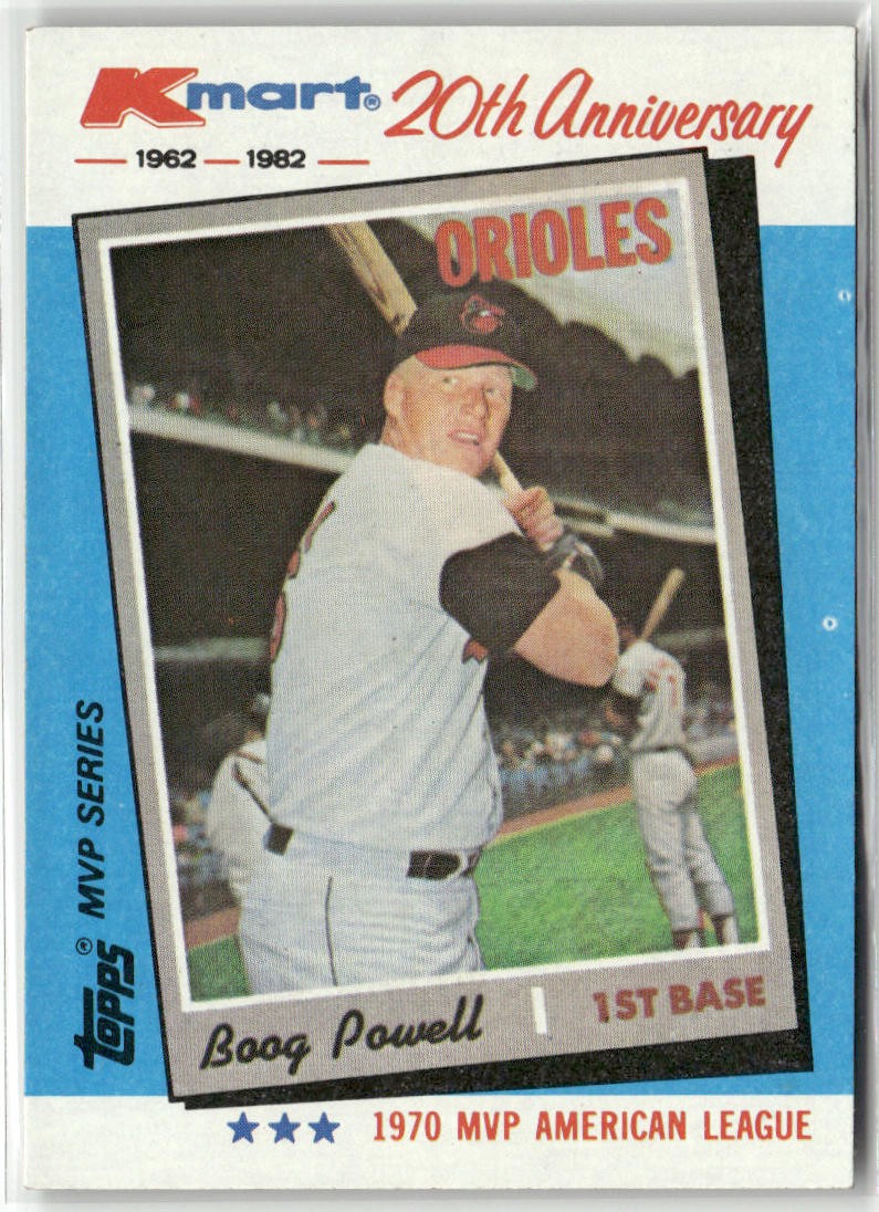 1982 TOPPS KMART 20TH ANNIVERSARY AL & NL MVP'S #17 BOOG POWELL ORIOLES