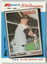 1982 TOPPS KMART 20TH ANNIVERSARY AL & NL MVP'S #17 BOOG POWELL ORIOLES
